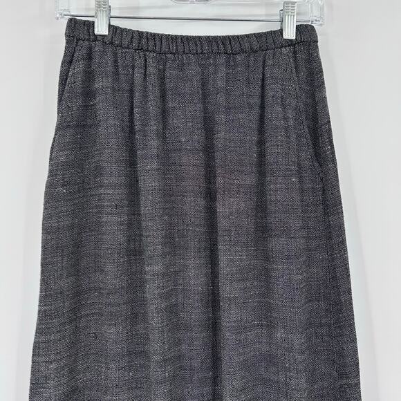 Eileen Fisher Italian Fabric Linen Maxi Skirt Gray Textured Pockets Womens Sz XS - Picture 4 of 12